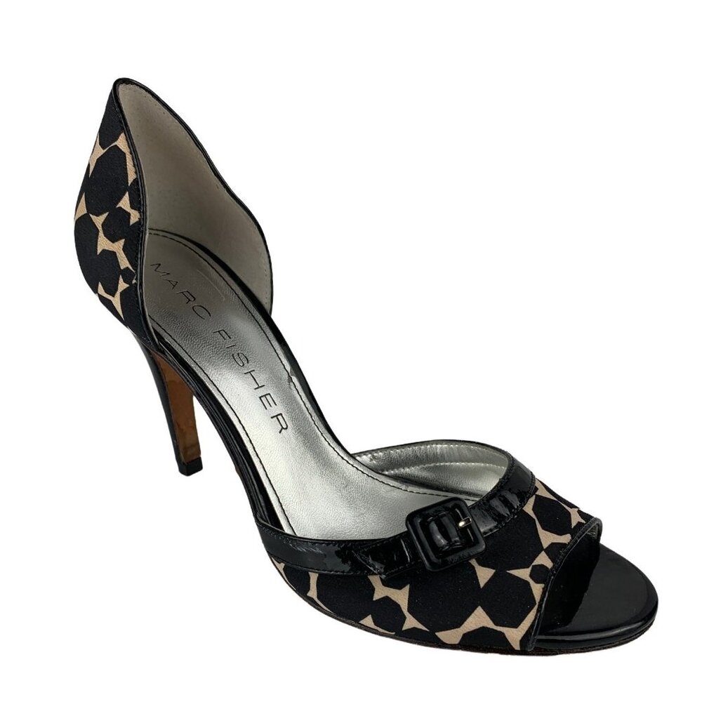 Marc Fisher Giraffe Print Cream and Black D'Orsay Heels size 6.5